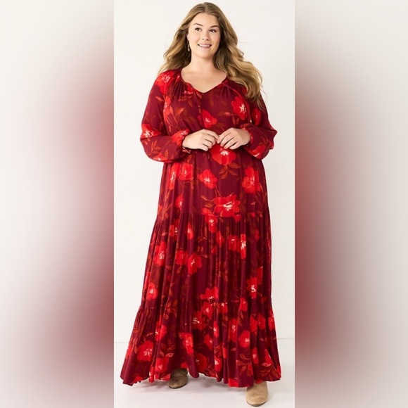 Sonoma Tiered Long Sleeve Boho Dress Size Petite XXL NWT - Picture 1 of 9
